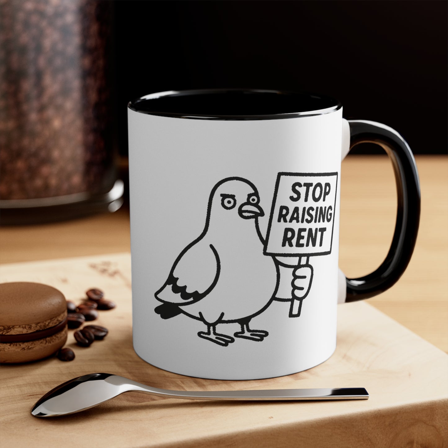 Rent Too High Pigeon Mug - Funny Protest Coffee Cup