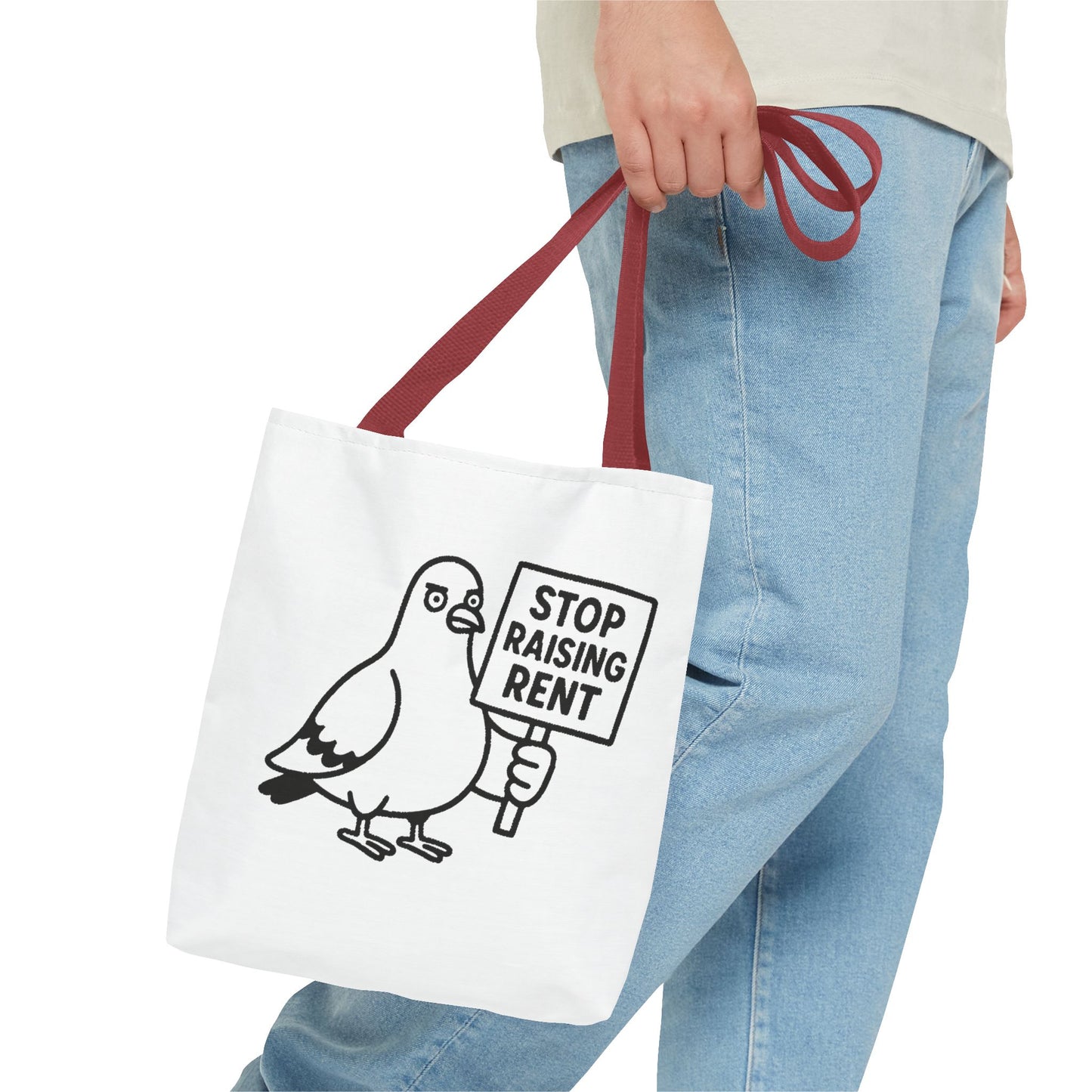 Stop Raising Rent Protest Tote Bag - Funny Pigeon Activism