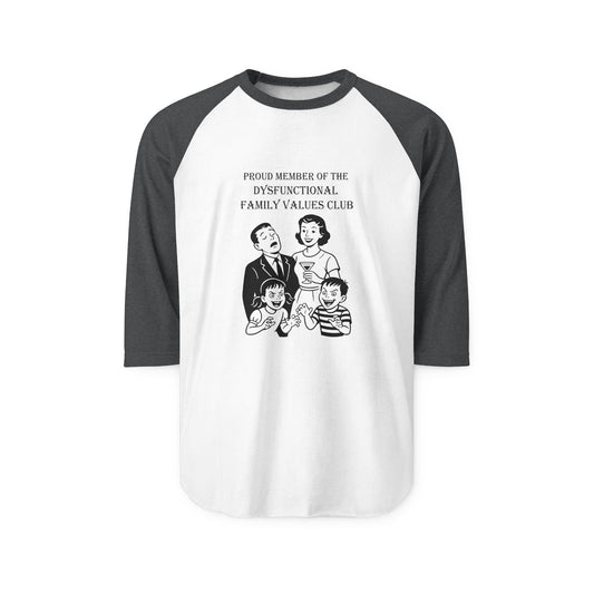 Retro Family Values Graphic Raglan Shirt - Unisex 3/4 Sleeve Casual Tee