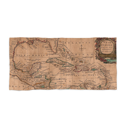 Vintage Caribbean Map Beach Towel